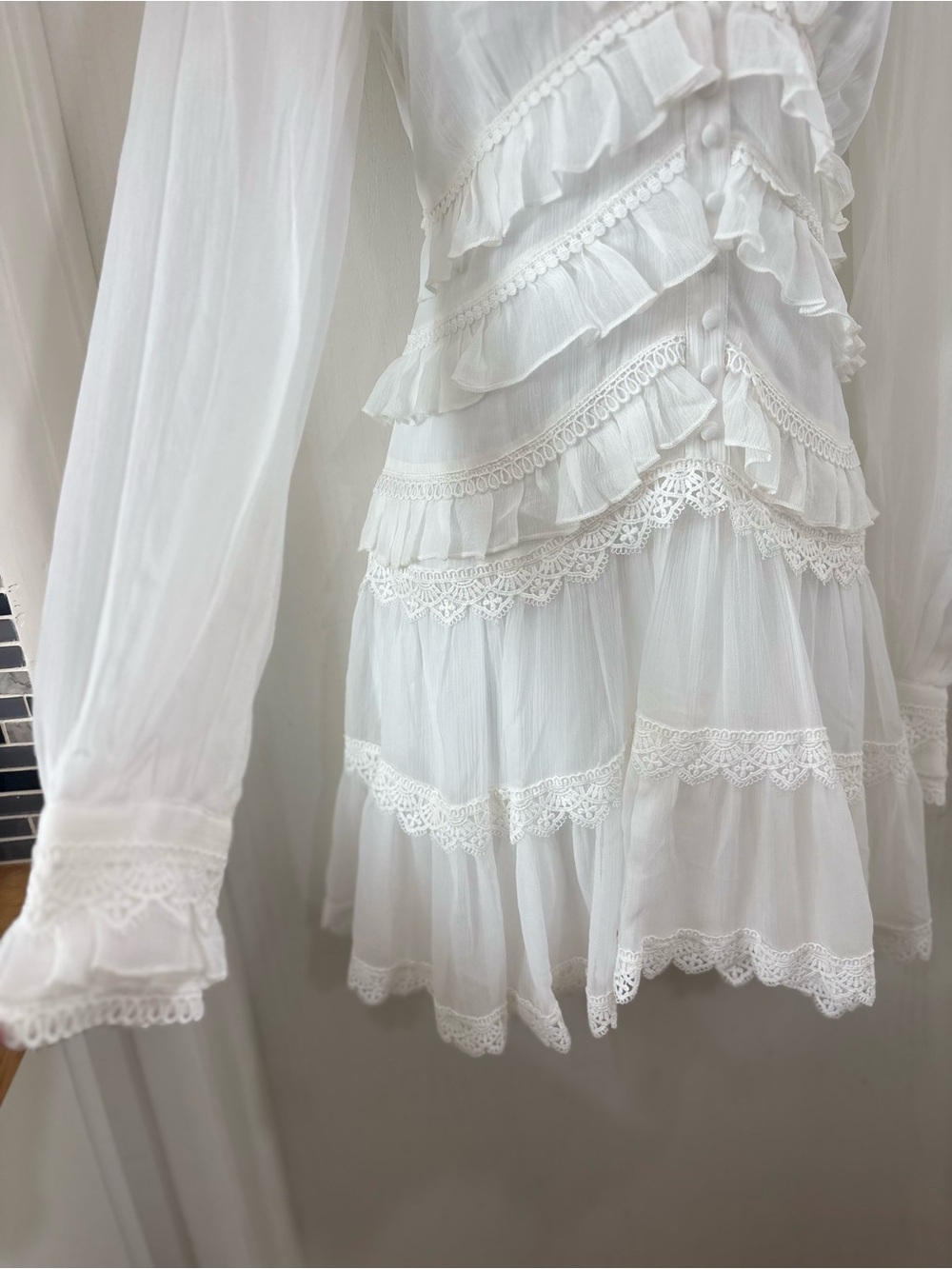 All Saints Lace western Bohemian Wedding mini Dress - Picture 5 of 9